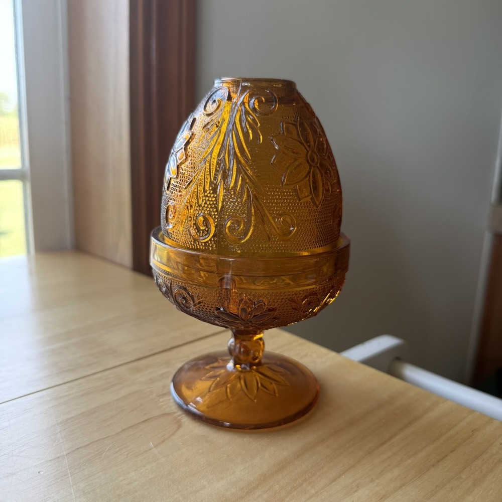 Indiana Glass Amber Fairy Lamp Light Tiara Vintage Good Condition